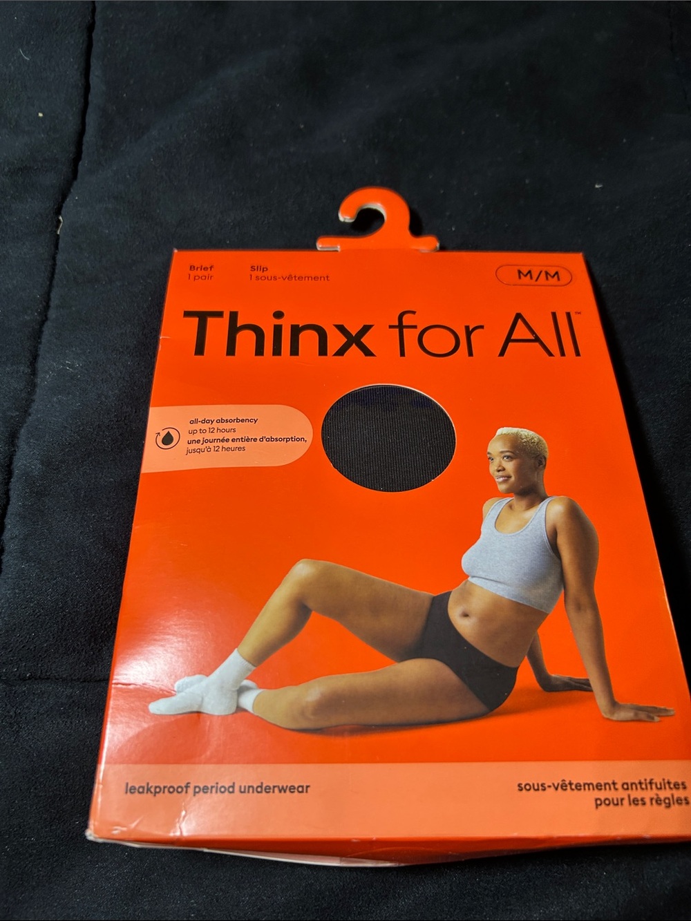 Thinx For All Women's Black Brief Leakproof Period Underwear – Orange Packaging